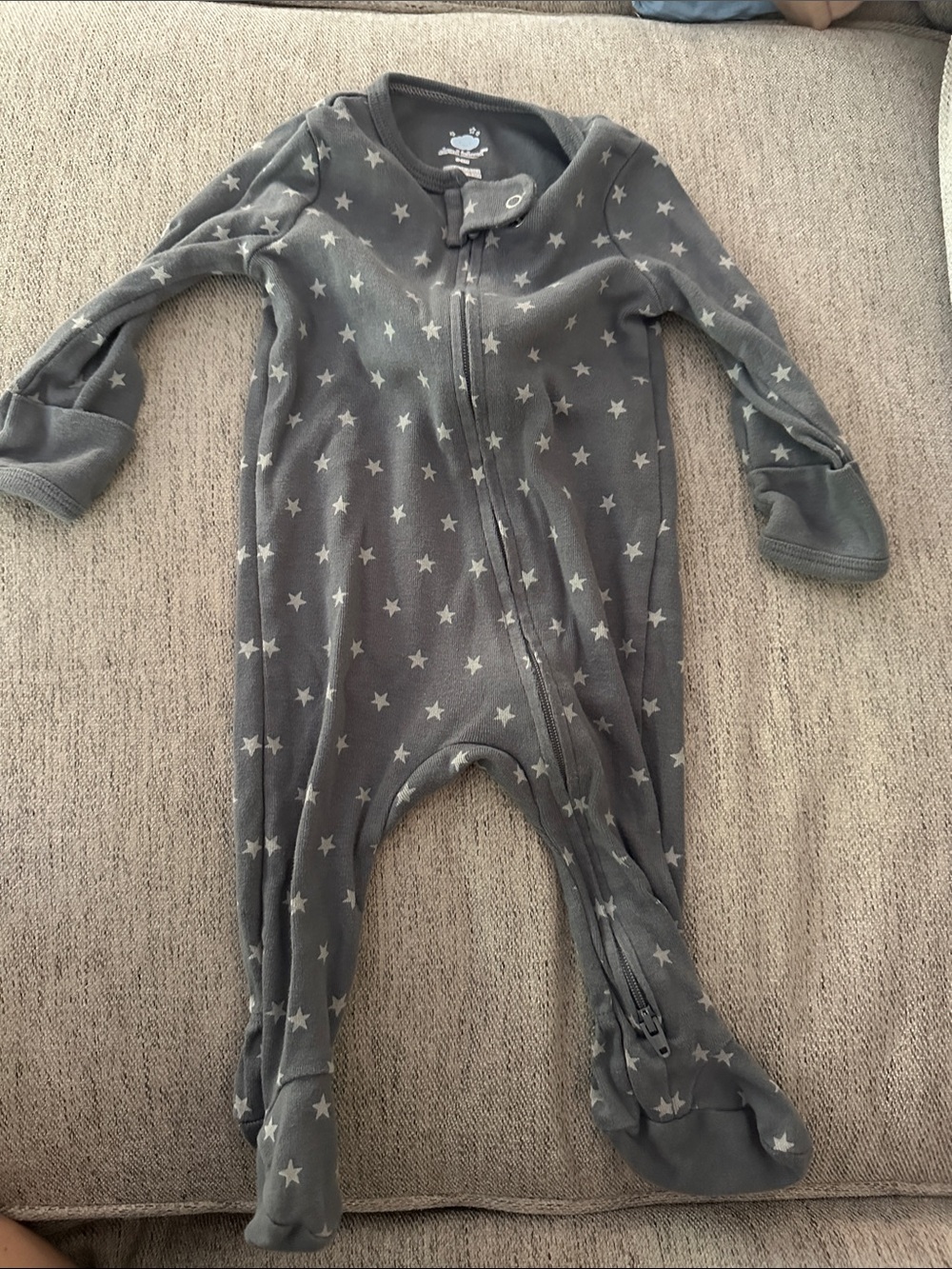 Cloud Island Gray Star-Print Footed 2 way zipper One-Piece